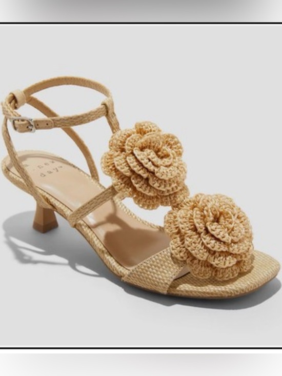 a new day Shoes - A New Day Esme Woven Floral Accent Strappy Sandal - Beige